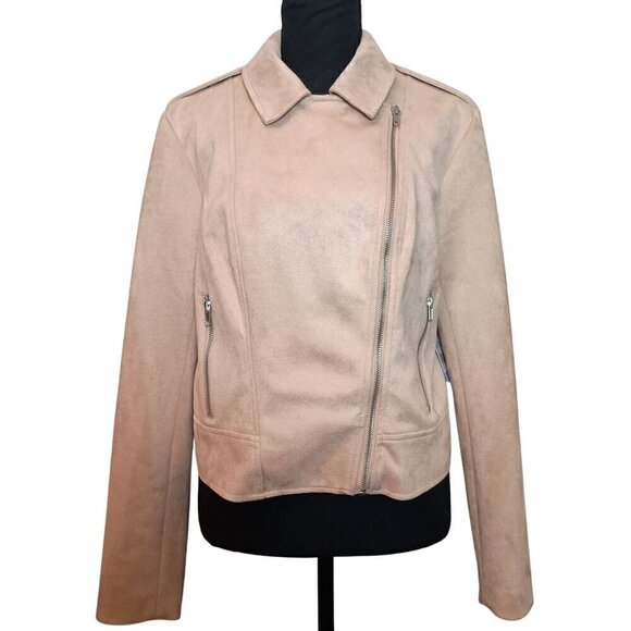 BB Dakota Steve Madden Women Faux Suede Moto Jacket Fashion Staple SZ Large NWT - Picture 2 of 12